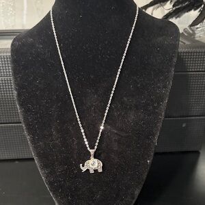Silver / marcasite elephant necklace